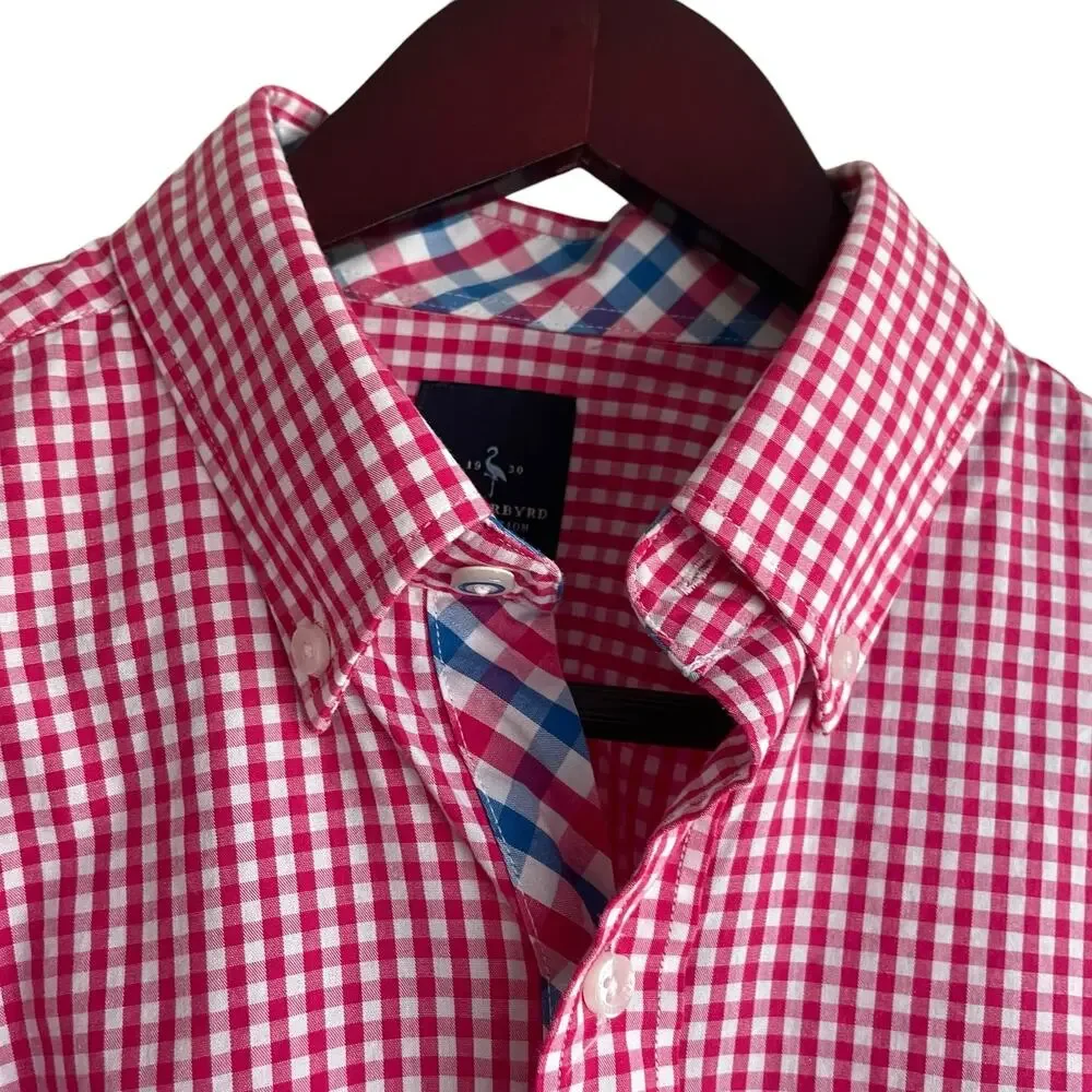 TailorByrd Mens Shirt M Pink Checked Button Up‎ Preppy Contrast Office Travel - Picture 10 of 11